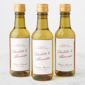 Klassische Kalligraphie Deep Red Old Money Wedding Weinetikett (Flaschen)