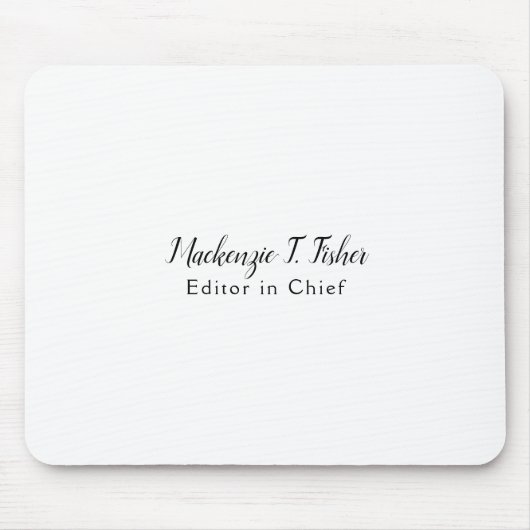 Klassische Kalligraphie Elegant Schlicht Simple Wh Mousepad (Vorne)