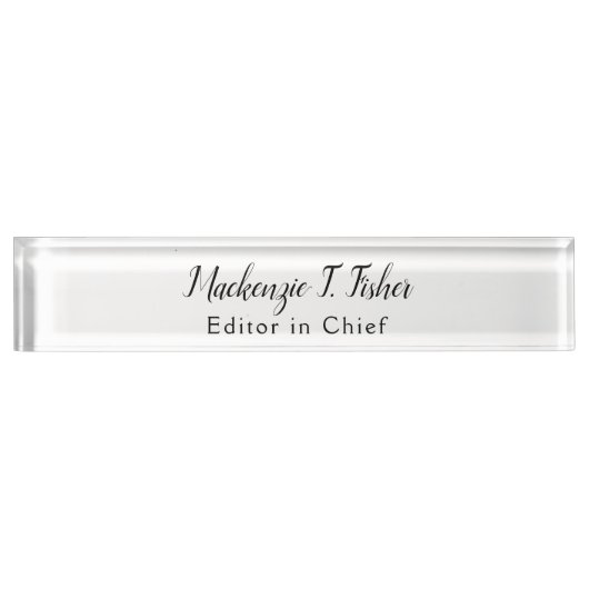 Klassische Kalligraphie Elegant Schlicht Simple Wh Namensplakette (Vorderseite)