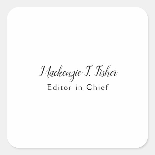 Klassische Kalligraphie Elegant Schlicht Simple Wh Quadratischer Aufkleber (Vorderseite)