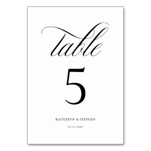 Klassische Kalligraphie Elegant Wedding Tischnumme Tischnummer