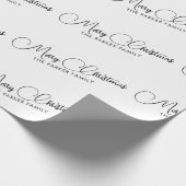 Klassische Kalligraphie Familienname Frohe Weihnac Geschenkpapier (Ecke)