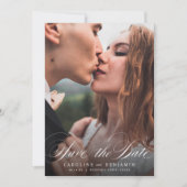 Klassische Kalligraphie Foto Hochzeit speichern da Save The Date (Vorderseite)