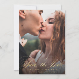 Klassische Kalligraphie Foto Hochzeit speichern da Save The Date