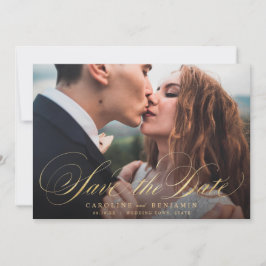Klassische Kalligraphie Foto Hochzeit speichern da Save The Date