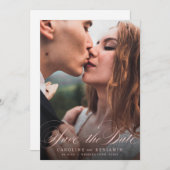 Klassische Kalligraphie Foto Hochzeit speichern da Save The Date (Vorne/Hinten)