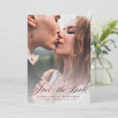 Klassische Kalligraphie Foto Hochzeit speichern da Save The Date (Stehend Vorderseite)