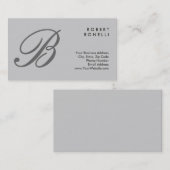 Klassische Kalligraphie Monogram Gray Business Car Visitenkarte (Vorne/Hinten)