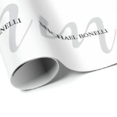 Klassische Kalligraphie-Monogramm beruflich Geschenkpapier (Rolleneckpunkt)