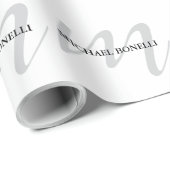 Klassische Kalligraphie-Monogramm beruflich Geschenkpapier (Rolleneckpunkt)