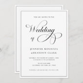 Klassische Kalligraphie Schwarz-weiß in einer Hoch Einladung (Vorne/Hinten)