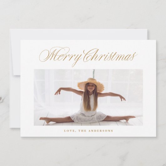 Klassische Kalligraphie Weihnachtsbriefe Foto Feiertagskarte (Vorderseite)