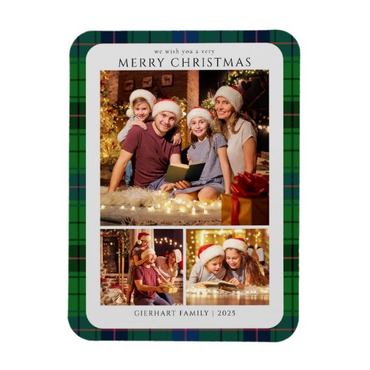 Klassische Karierte Fotos Tartan Weihnachten Urlau Magnet (Vertikal)