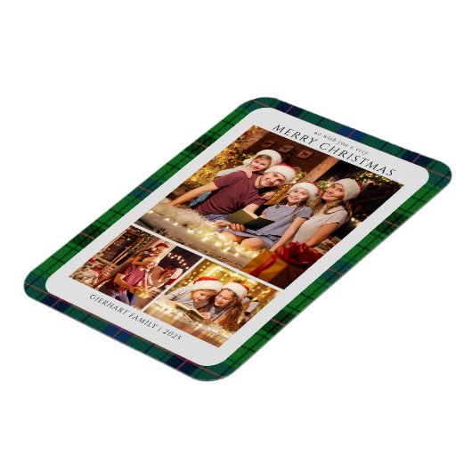 Klassische Karierte Fotos Tartan Weihnachten Urlau Magnet (Linke Seite)