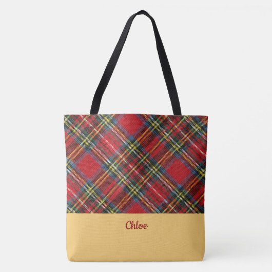 Klassische Karierte Mit Monogramm Tote Bag Tasche (Vorderseite)
