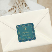 Klassische Karierte Polo Green Reitschiff Babydusc Quadratischer Aufkleber