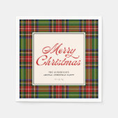 Klassische Karierte Retro-Script Frohe Weihnachten Serviette (Vorderseite)