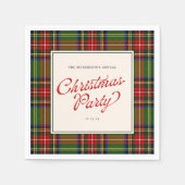 Klassische Karierte Retro-Script Frohe Weihnachten Serviette (Vorderseite)