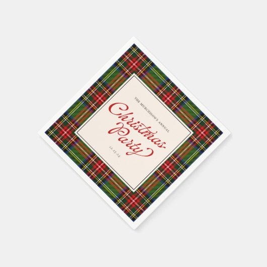 Klassische Karierte Retro-Script Frohe Weihnachten Serviette (Ecke)