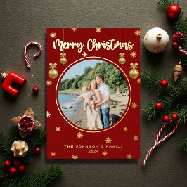 Klassische Karierte Schneeflocken Frohe Weihnachte Folien Feiertagskarte