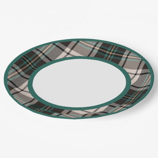 Klassische Karierte Weihnachtsfeiertage - Entsorgu Pappteller (Schrägansicht)