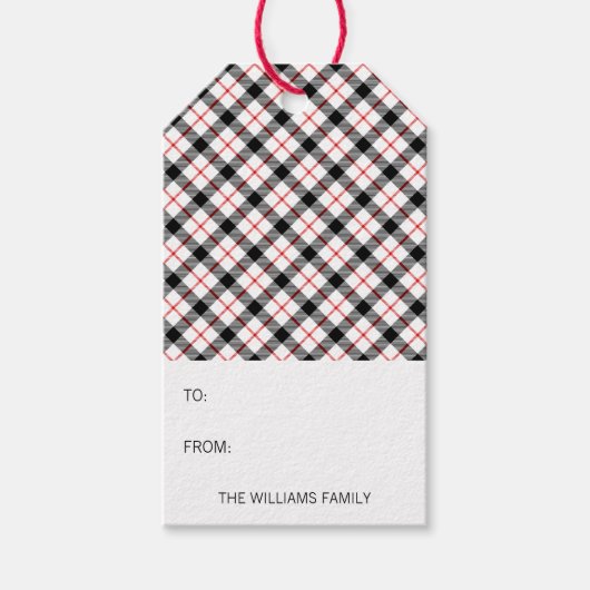 Klassische Karierte Weihnachtsfeiertage-Geschenkma Geschenkanhänger (Vorderseite)