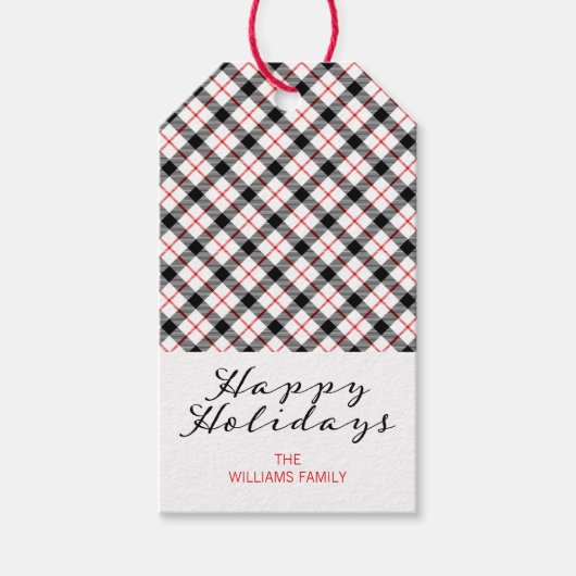 Klassische Karierte Weihnachtsfeiertage-Geschenkma Geschenkanhänger (Vorderseite)