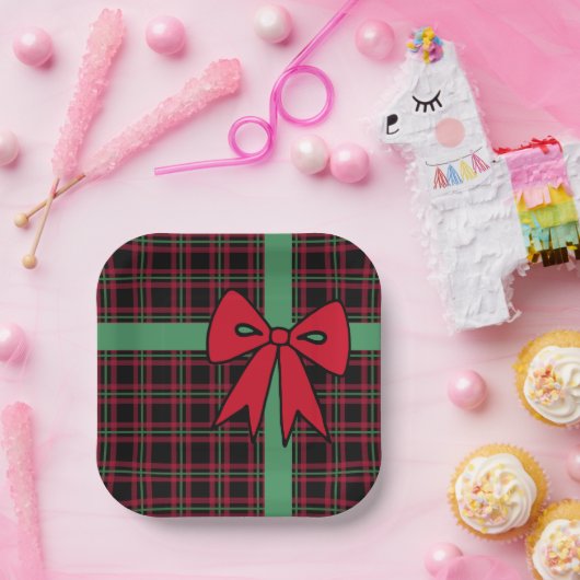 Klassische Karierte Weihnachtspapier-Teller Pappteller (Party)