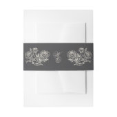 Klassische Karkohle Monogram Formal Florals Weddin Einladungsbanderole (Vorderseite Beispiel)