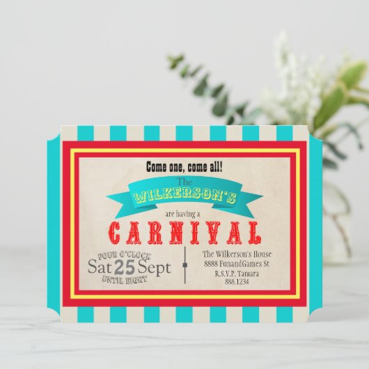 Klassische Karnevalsparty Vintage Stilelemente Einladung (Stehend Vorderseite)