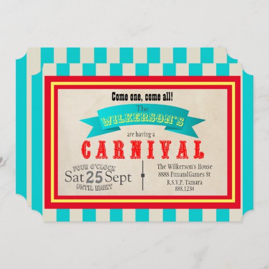 Klassische Karnevalsparty Vintage Stilelemente Einladung (Vorne/Hinten)