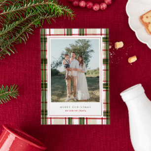 Klassische Karo-Tartan-Weihnachts-Fotokarte Feiertagskarte