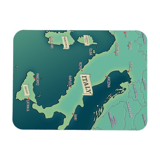 Klassische Karte Italiens Magnet (Horizontal)