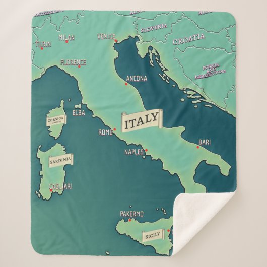 Klassische Karte Italiens Sherpadecke (Vorderseite)