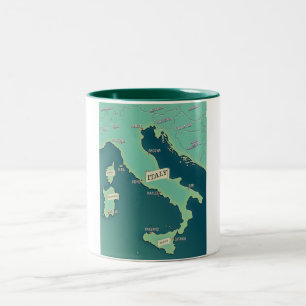 Klassische Karte Italiens Zweifarbige Tasse