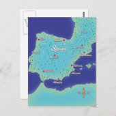 Klassische Karte Spaniens (Vorne/Hinten)