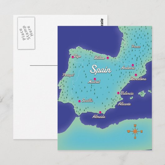 Klassische Karte Spaniens (Vorne/Hinten)