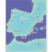 Klassische Karte Spaniens Aufkleber (Vorderseite)