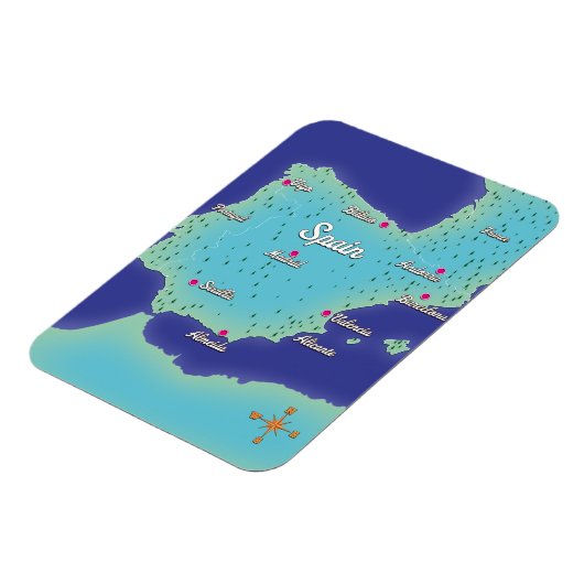 Klassische Karte Spaniens Magnet (Linke Seite)