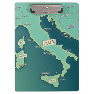Klassische Karte von Italien Klemmbrett