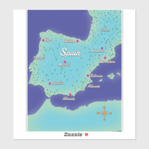 Klassische Karte von Spanien Aufkleber