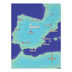 Klassische Karte von Spanien Fotodruck
