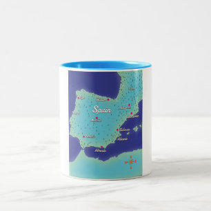 Klassische Karte von Spanien Zweifarbige Tasse