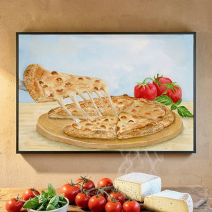 Klassische Käsepizza-Wasserfarbe Poster