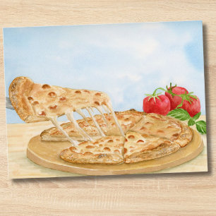 Klassische Käsepizza-Wasserfarbe Postkarte