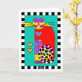 Klassische Katze mit Legwarmers Grußkarte Karte (Gelbe Blume)