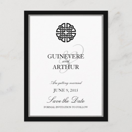 Klassische keltische Liebe kann Hochzeit das Datum Ankündigungspostkarte (Vorderseite)