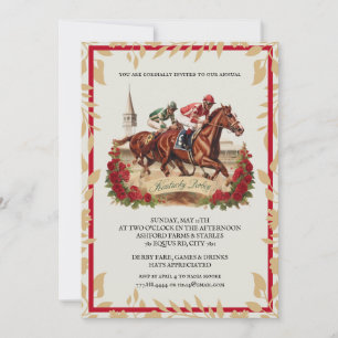 Klassische Kentucky-Derby-Einladung mit roten Rose Einladung