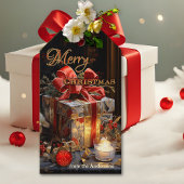 Klassische Kerzenleuchte Frohe Weihnachten Geschenkanhänger