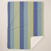 Klassische Khaki und zwei Blues Streifen Muster Sherpadecke (Vorderseite)